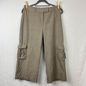 Chicos Cotton Linen Wide Leg Cropped Cargo‎ Pants Womens S Lagenlook Minimalist
